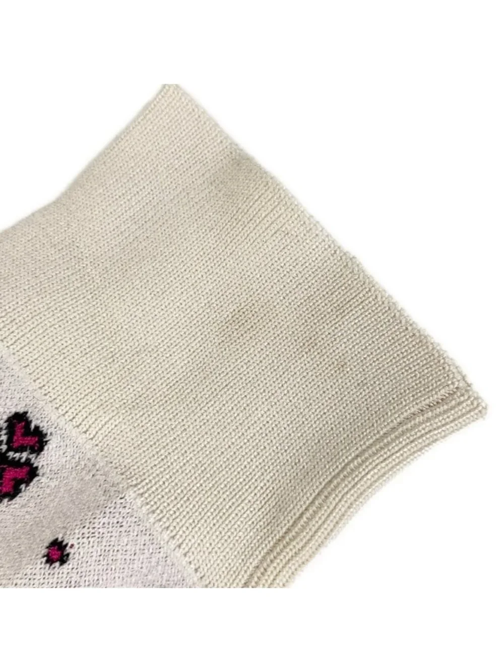 Chanel Long Sleeve Sweater 34 White Pink CC Logo Half Zip Clover Cotton Silk